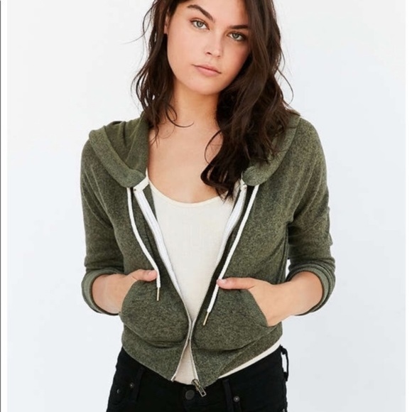 NWT Urban Outfitters Crop Zip Up Hoodie/Sweater - Picture 1 of 6